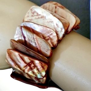 Vintage Natural Shell Cuff Stretch Bracelet